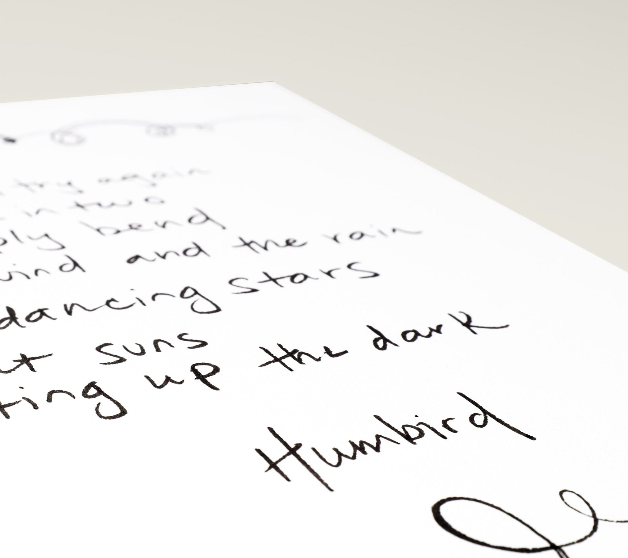 Humbird Handwritten Lyrics Detail Photograph