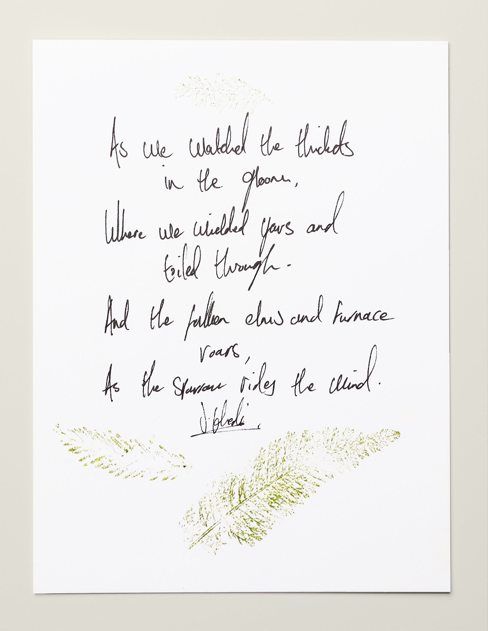 Jim Ghedi Handwritten Lyrics Photograph